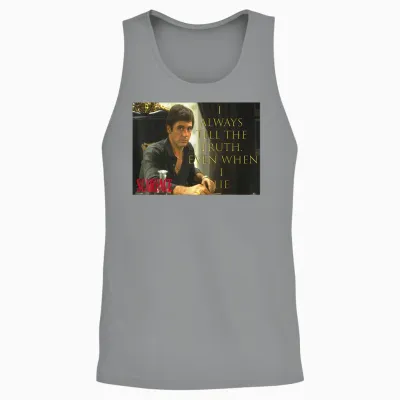 Scarface Tony Montana I Always Tell the Truth T-Shirt, Black, S Unisex Tank Top - Sport Grey