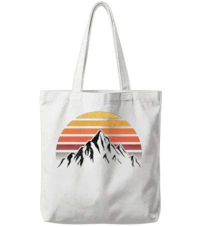 Retro Sunset Mountain Tote Bags - White