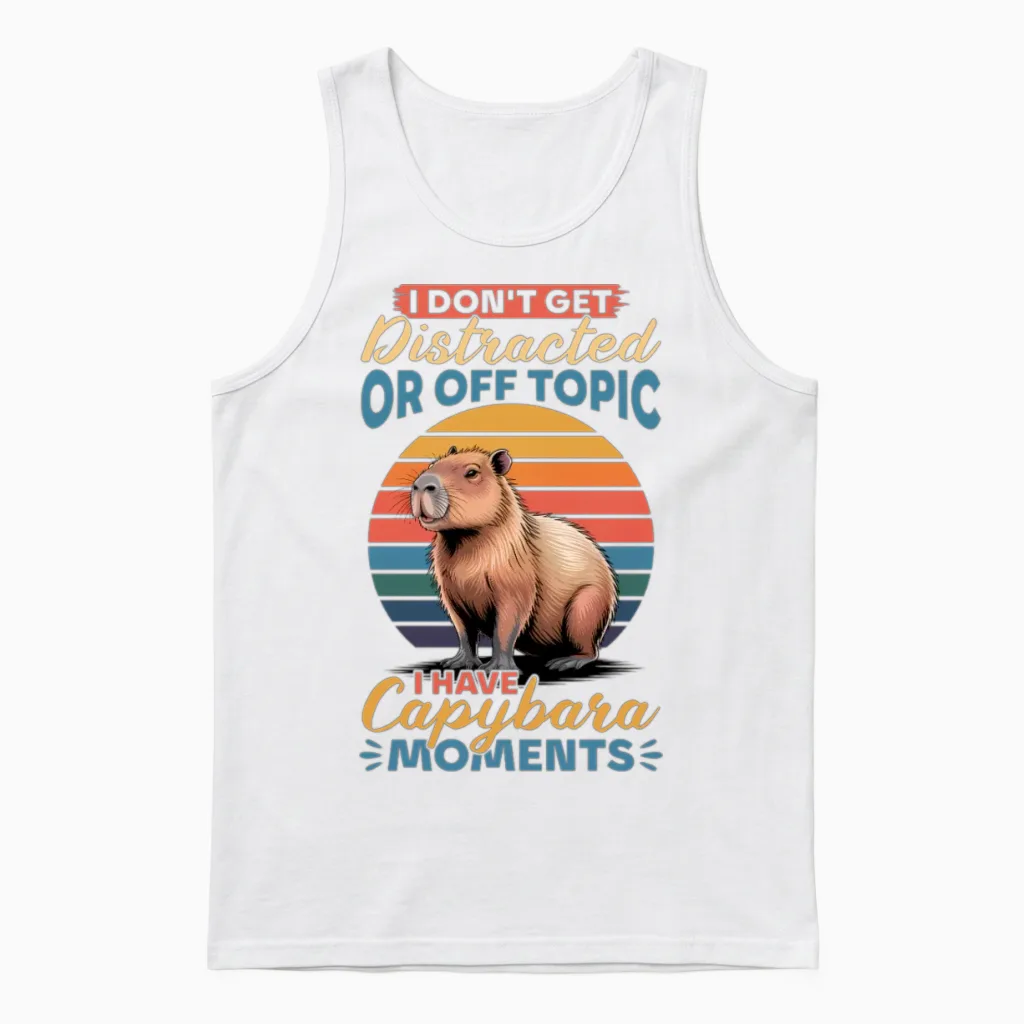 Funny Capybara Unisex Tank Top - White