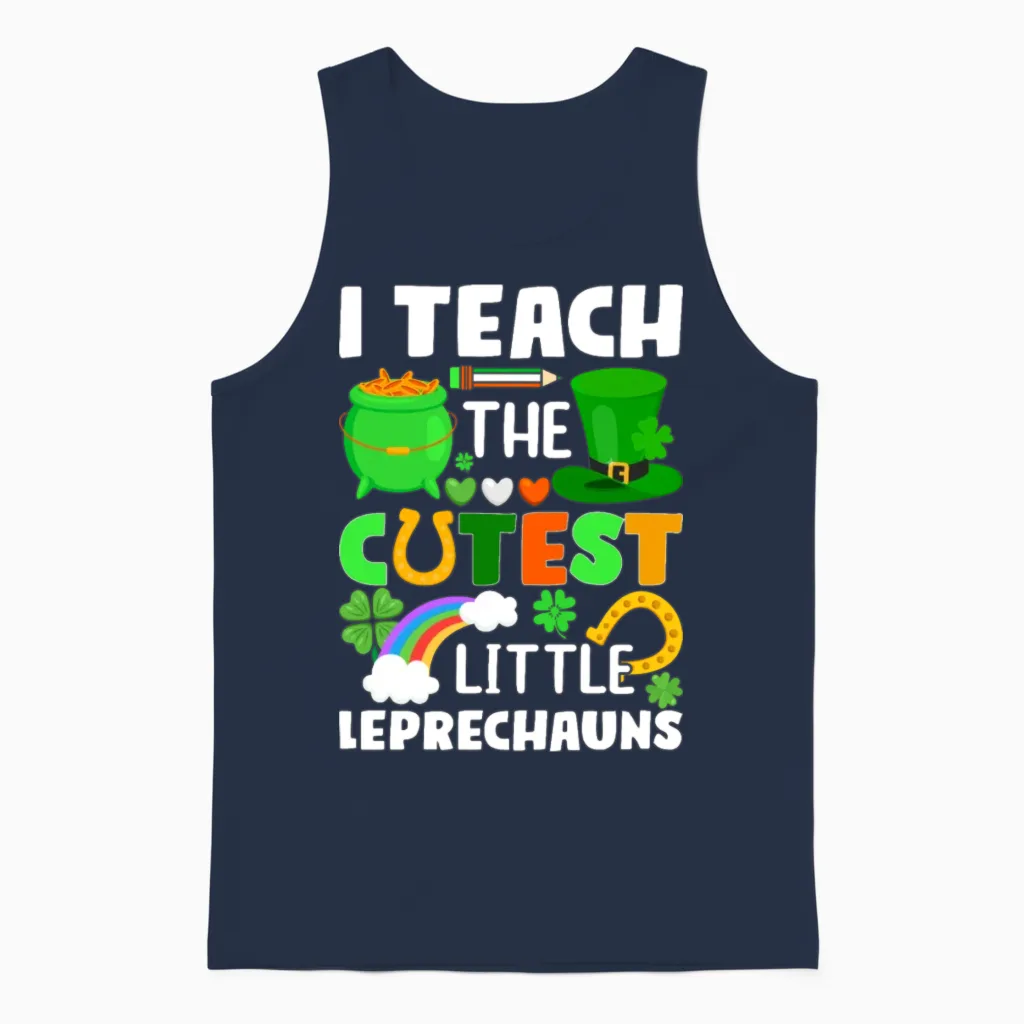 St. Patricks Day Teacher Cutest Little Leprechauns Unisex Tank Top in Navy