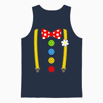 Clown Costume Braces Fancy Dress Carnival Unisex Tank Top - Navy