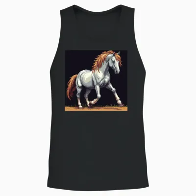 A Pixel Art of a Horse Unisex Tank Top - Black