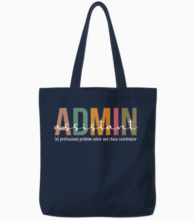 Funny Admin Assistant Definition Administrative Assistant Tote Bags in Navy