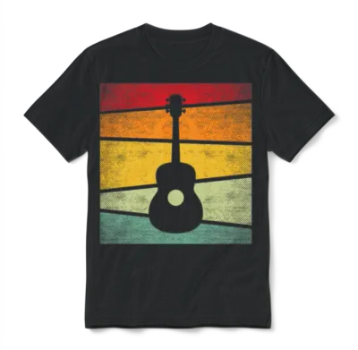 Guitar Retro Unisex T-Shirt - Black