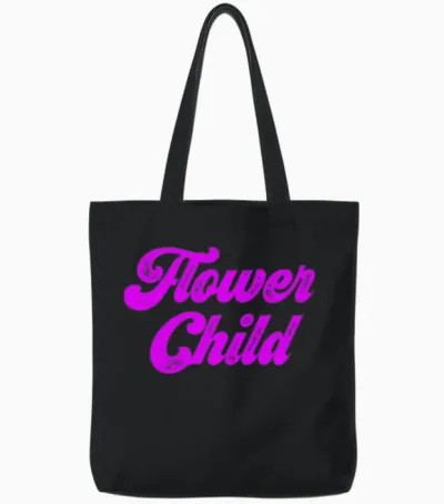 Flower Child Retro Tote Bags - Black