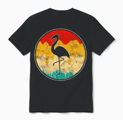 Flamingo Retro Unisex T-Shirt - Black