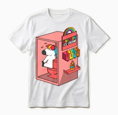 Unicorn Ice Cream Gift Funny Comic Cool Awesome Unisex T-Shirt - White
