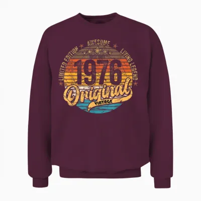 1976 Vintage Birthday Retro Vintage Men Women Gift Unisex Sweatshirt - Maroon