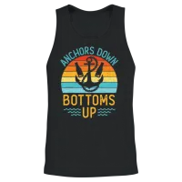 Anchors Down Bottoms Up Funny Boating Drinking Unisex Tank Top - Black – 2