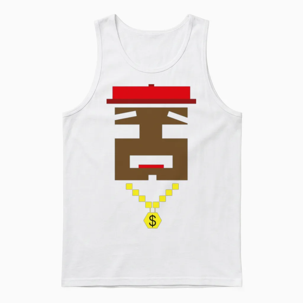 Retro Gangster Rapper Unisex Tank Top in White