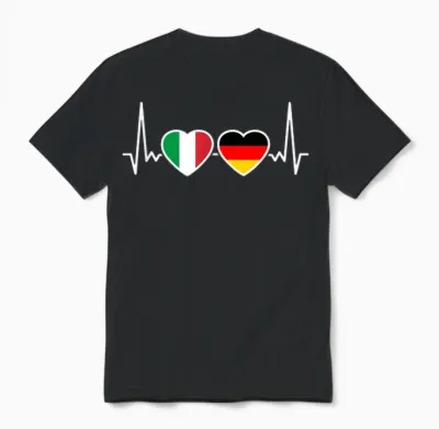 Italien Deutschland Herzschlag Flagge Deutsch Italiener Unisex T-Shirt - Black