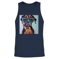 Dog with Sunglasses Lovers Unisex Tank Top - Navy – 2
