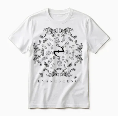 Evanescence Floral Moth Spiral Unisex T-Shirt - White