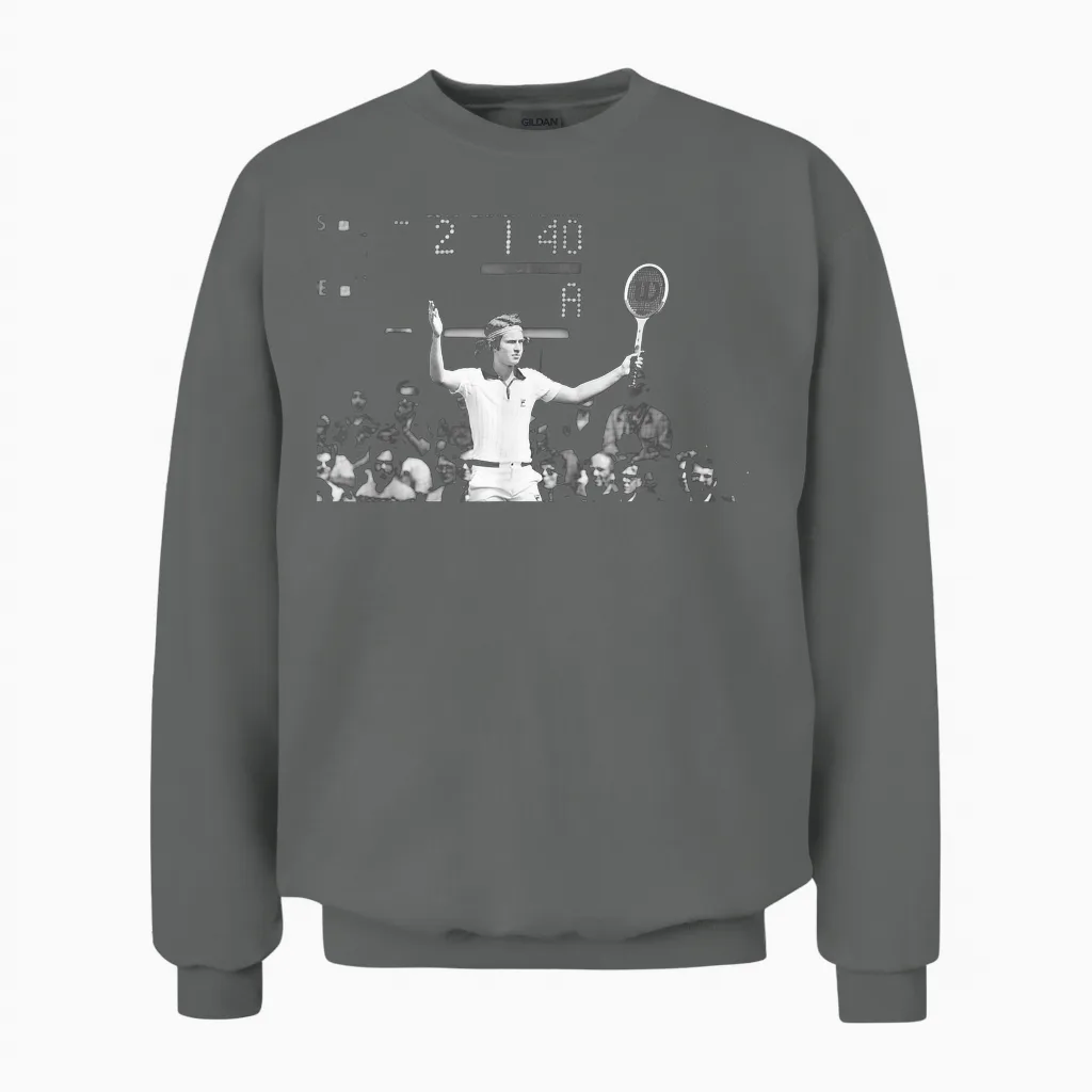 Wimbledon Tennis 1977 John Mcenroe Complains to T-Shirt, Black, S Unisex Sweatshirt in Graphite Heather