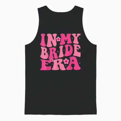 In My Bride Era Bride Era Bride Era Bridal Floral Groovy Retro Design T-Shirt, Black Unisex Tank Top - Black