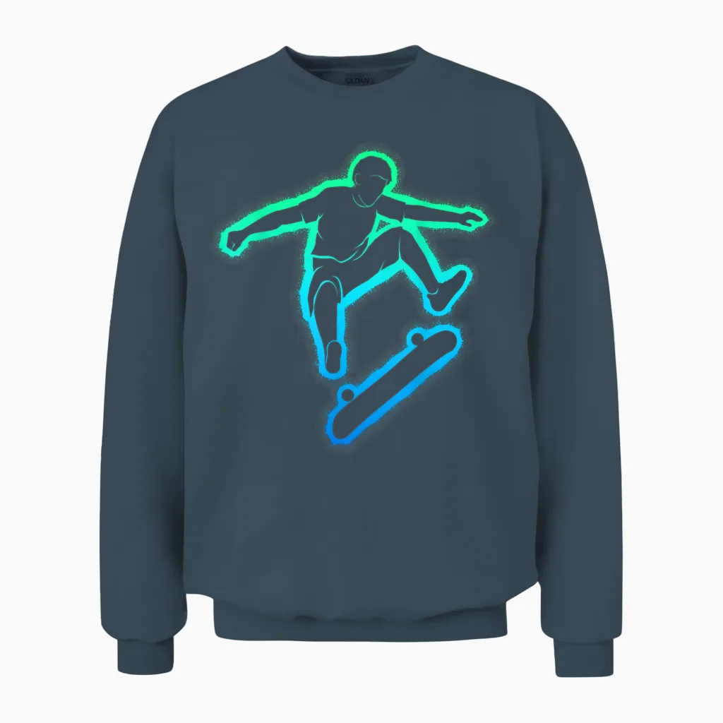 Skateboard Skateboarder Skater Boys Children Unisex Sweatshirt in Dark Heather
