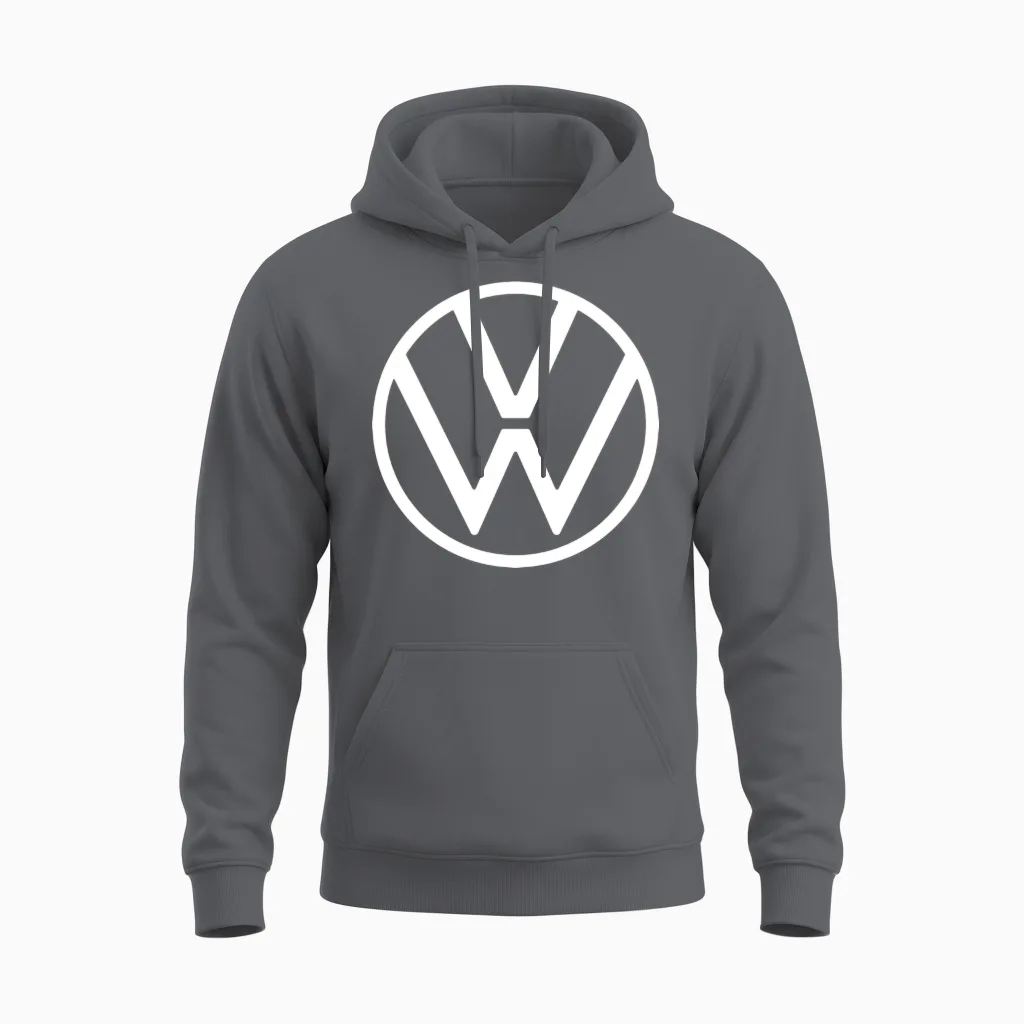 Volkswagen Classic Vw Logo in Blue Unisex Hoodie in Charcoal
