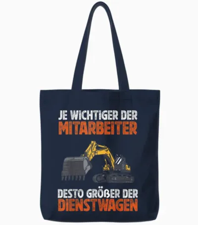 Mann Baggerfahrer Kleidung - Herren T-Shirt, Schwarz, S, Klassisch, Kurzarm, Witziges Bagger Bauarbeiter Design Tote Bags - Navy