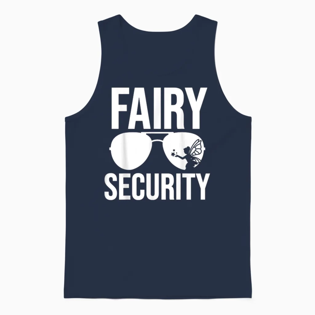 Fairy Security Birthday Family Halloween Costume Dad Mom Unisex Tank Top in Navy