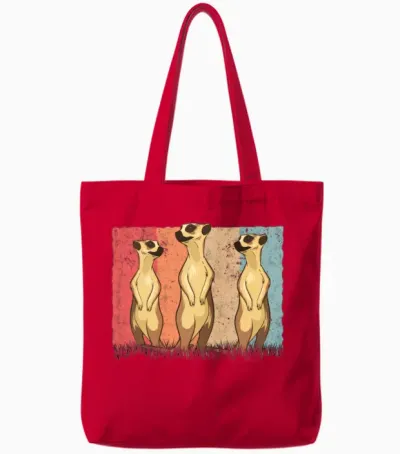 Meerkat Vintage Retro Tote Bags - Red