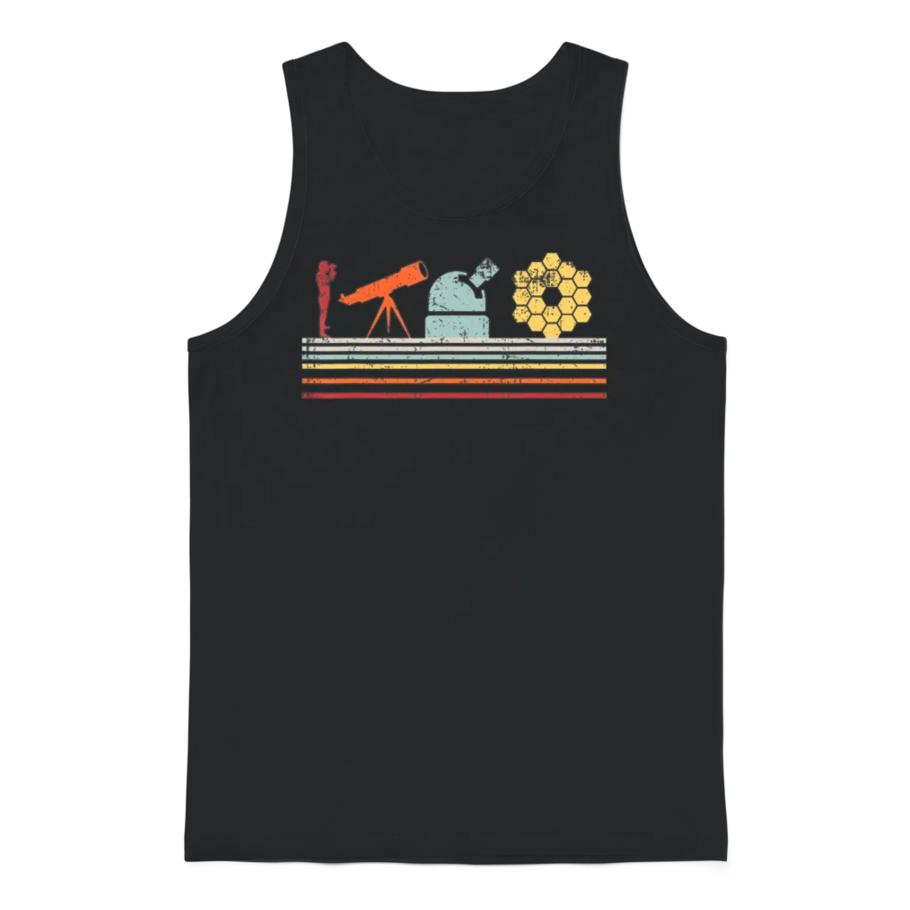 Retro Evolution of Astronomy Telescopes James Webb Unisex Tank Top - Black