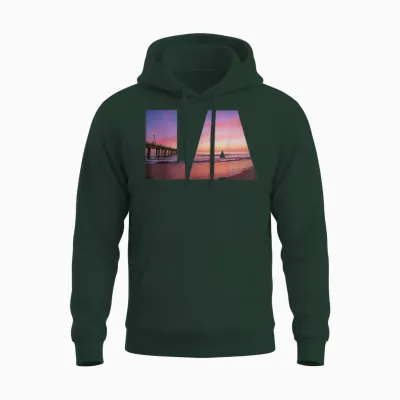 Los Angeles La Sunset Beach Santa Monica Polices Chemise Unisex Hoodie - Forest