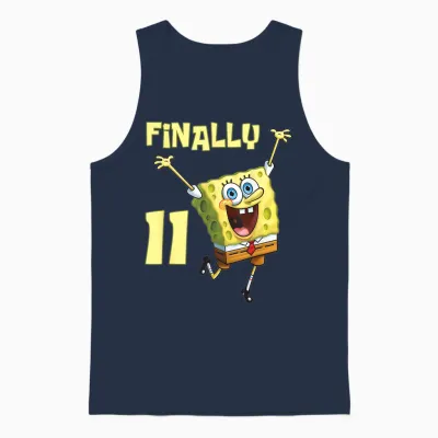 Original Spongebob Square Pants - 11th Birthday. Finally 11. Unisex Tank Top - Navy