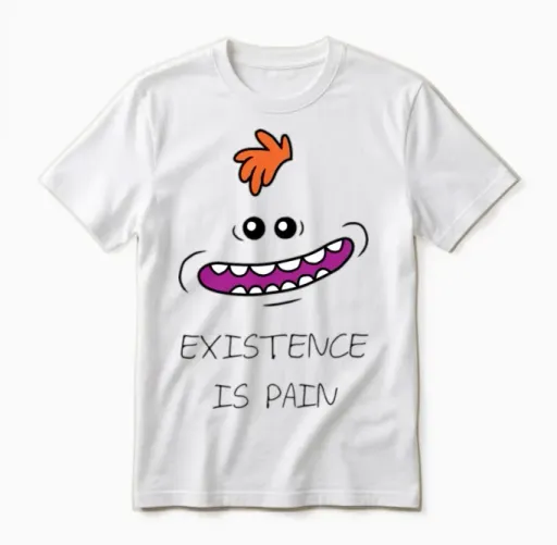 Rick and Morty Mr Meeseeks Existence Is Pain Unisex T-Shirt in White
