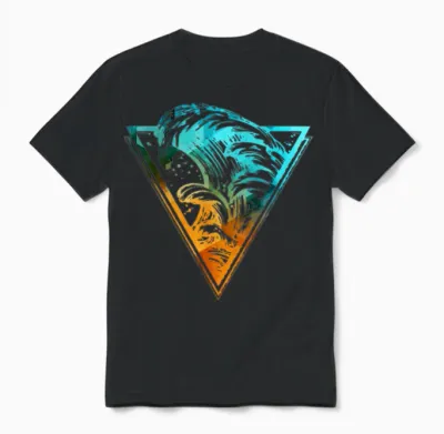 Triangle with Sea Waves Unisex T-Shirt - Black