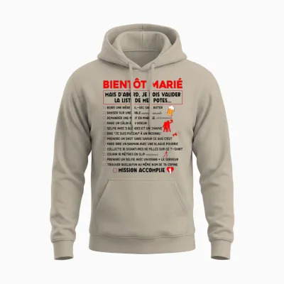Bachelor Party Soon Married List Funny Evg T-Shirt, Black, S Unisex Hoodie - Sand