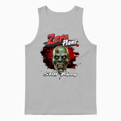 'zero Plans, Still Busy' Zombie Gd Unisex Tank Top - Ash