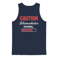 Caution Telemarketer Charging Call Center Unisex Tank Top - Navy – 1