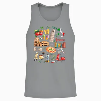 Rome Venice Pisa Italy Souvenir Soccer Pizza Unisex Tank Top - Sport Grey