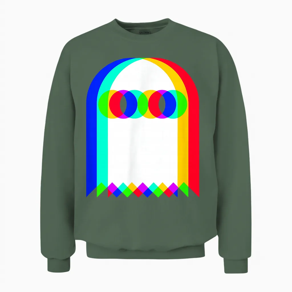 Rgb Fantôme, Icône Pop, Video Gamer, Rvb Coloré, 80's, Rétro Unisex Sweatshirt in Military Green