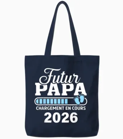 Je Vais être Papa 2026 T-Shirt Man Future Papa 2026 Tote Bags - Navy