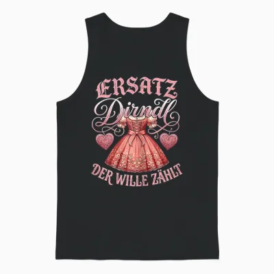 Ersatz Dirndl Shirt Damen Trachtenshirt Oberteil Trachten Unisex Tank Top - Black