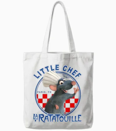 Disney Pixar Ratatouille Remy Little Chef Graphic T-Shirt, Black, S Tote Bags - White