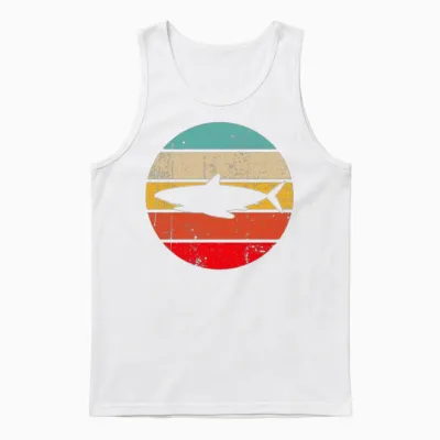 Shark Retro Unisex Tank Top - White