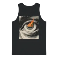 Forest Fire in Eye Retro Vintage Eco Design Nature Unisex Tank Top - Black – 1