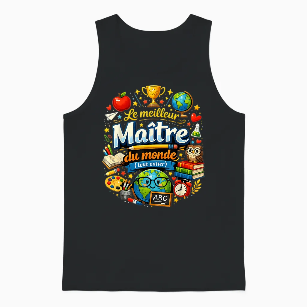 Gift School Teacher End Year Best in the World Teacher Unisex Tank Top in Black