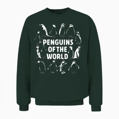 Youth Penguins of the World Animals Penguin Unisex Sweatshirt - Forest