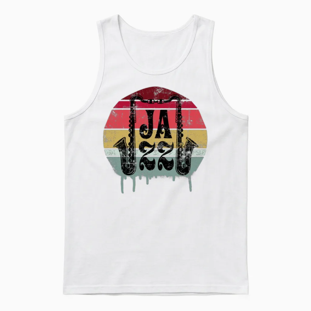 Jazz Retro Unisex Tank Top in White