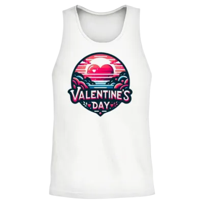 Valentine's Day Artistic Badge Design Unisex Tank Top - White