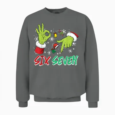 Christmas Six Seven 67 Funny Meme 6 7 Xmas Women Men Unisex Sweatshirt - Graphite Heather