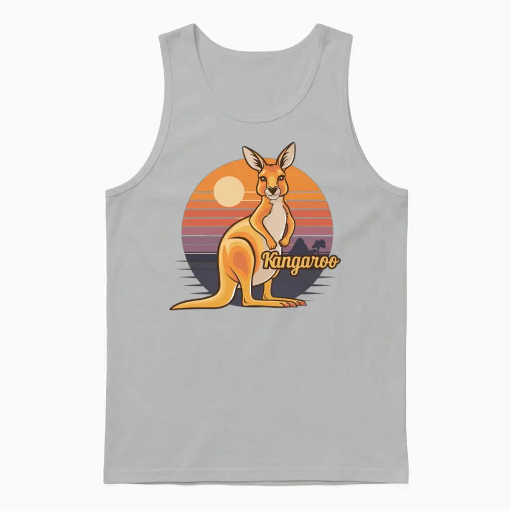 Funny Kangaroo Retro Vintage Unisex Tank Top - Ash