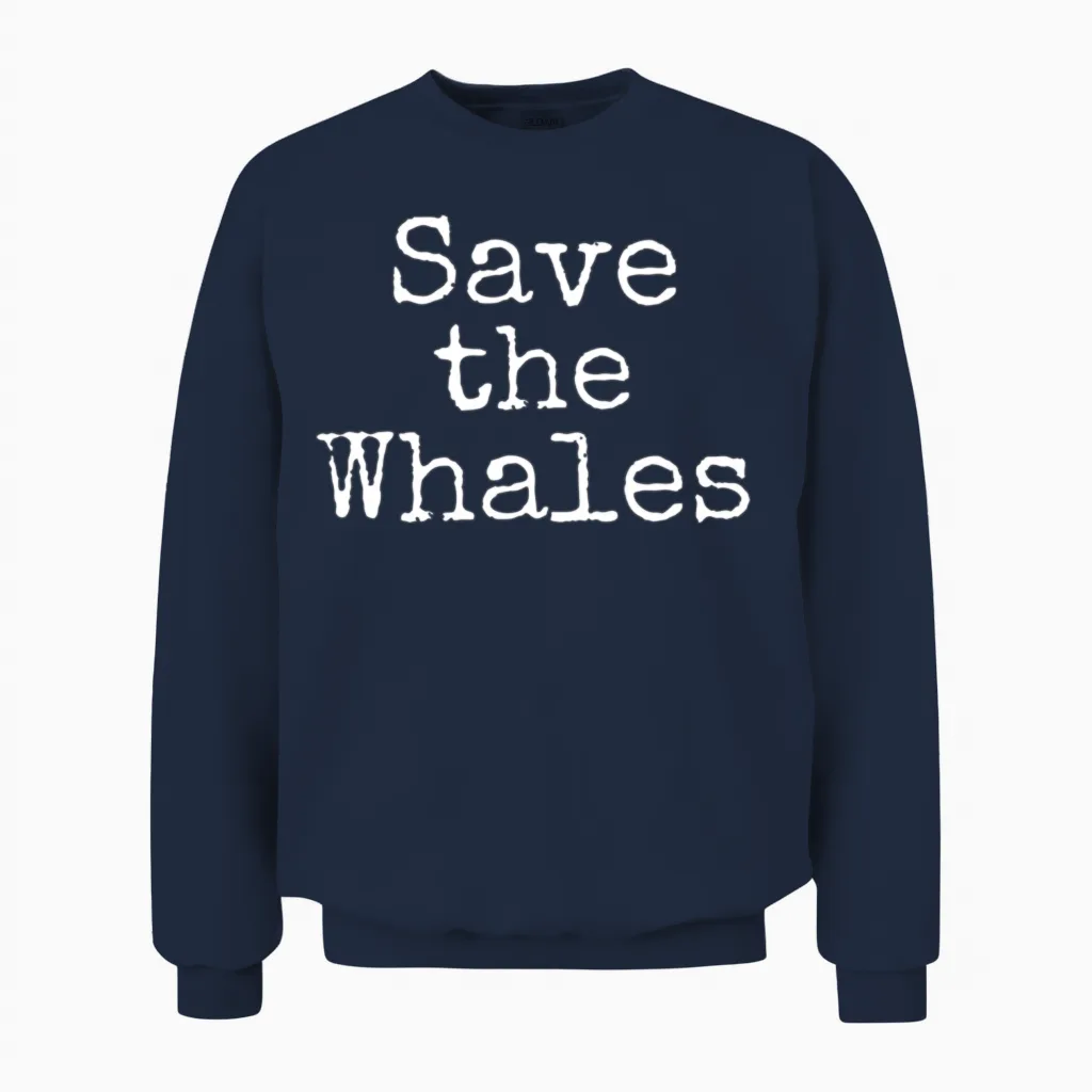Save the Whales Ocean Conservation Unisex Sweatshirt in Navy