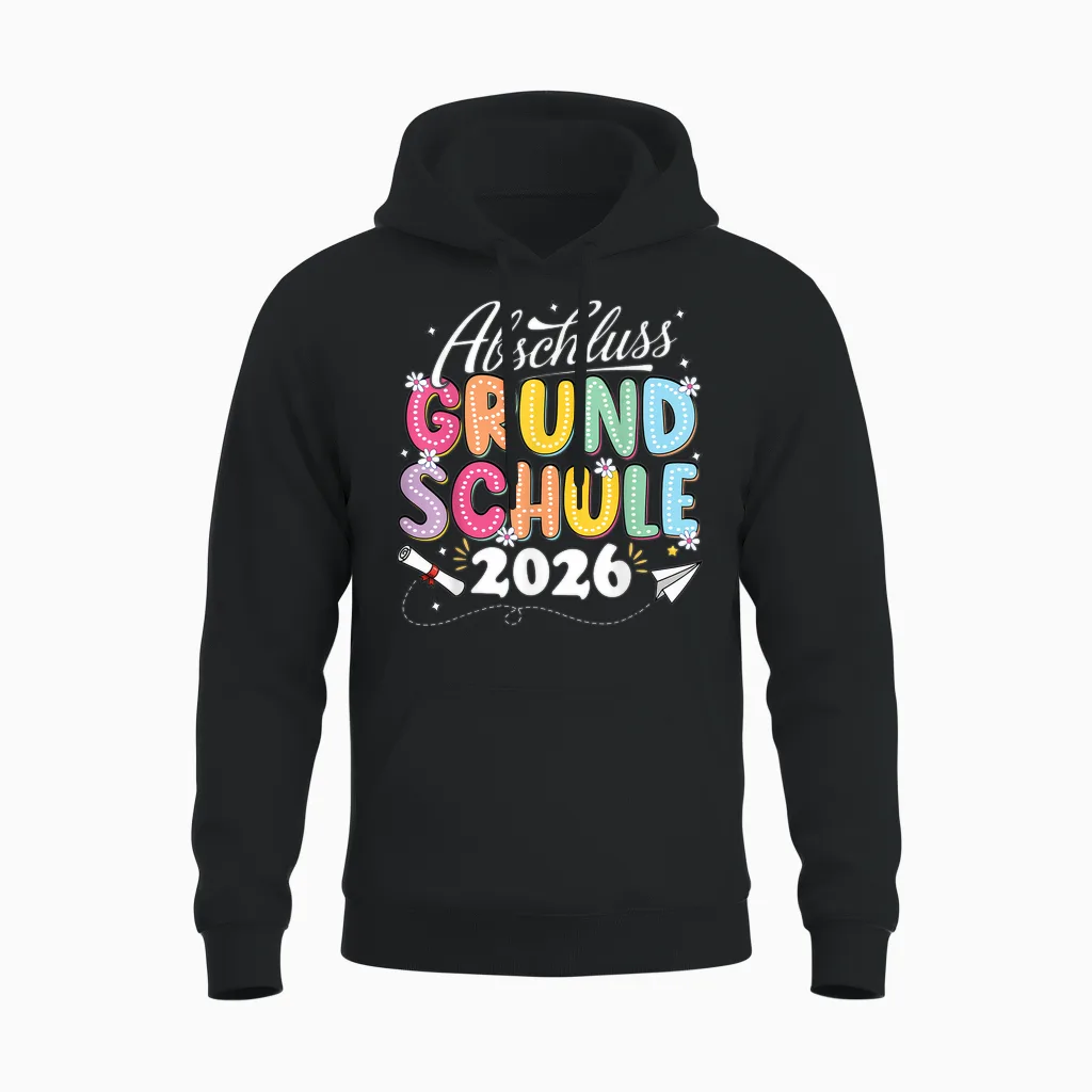 Abschluss Grundschule Geschafft 2026 Abschied Unisex Hoodie in Black
