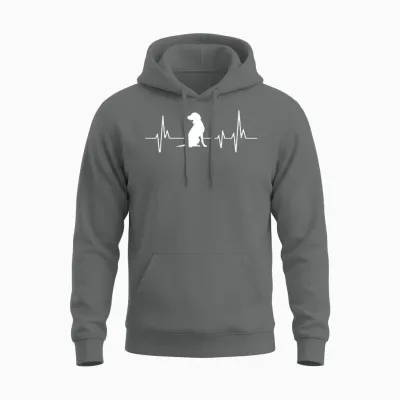 Heartbeat Herzschlag Design Kleiner Münsterländer Hund Unisex Hoodie - Graphite Heather
