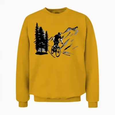 Mountain Biking, Mountain Bike Unisex Sweatshirt - Gold