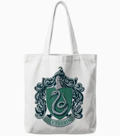 Harry Potter Slytherin House Crest T-Shirt Small Tote Bags - White